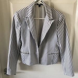 White/gray striped blazer